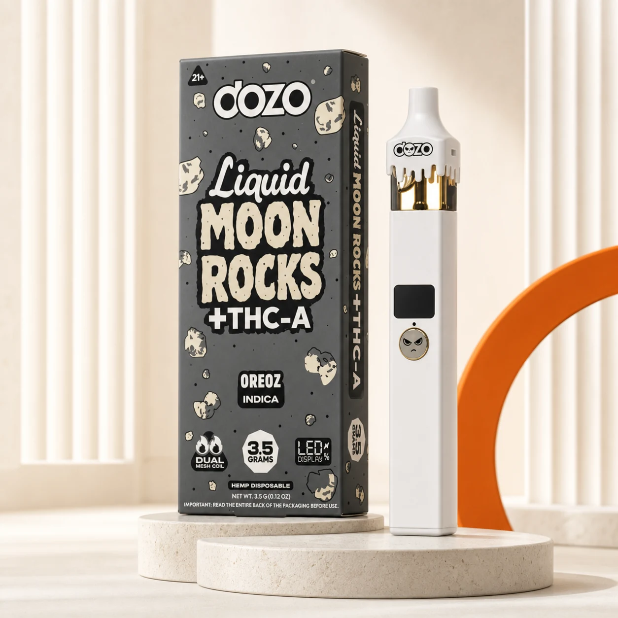 DOZO Liquid Moon Rocks THCA Disposable 3.5G product render