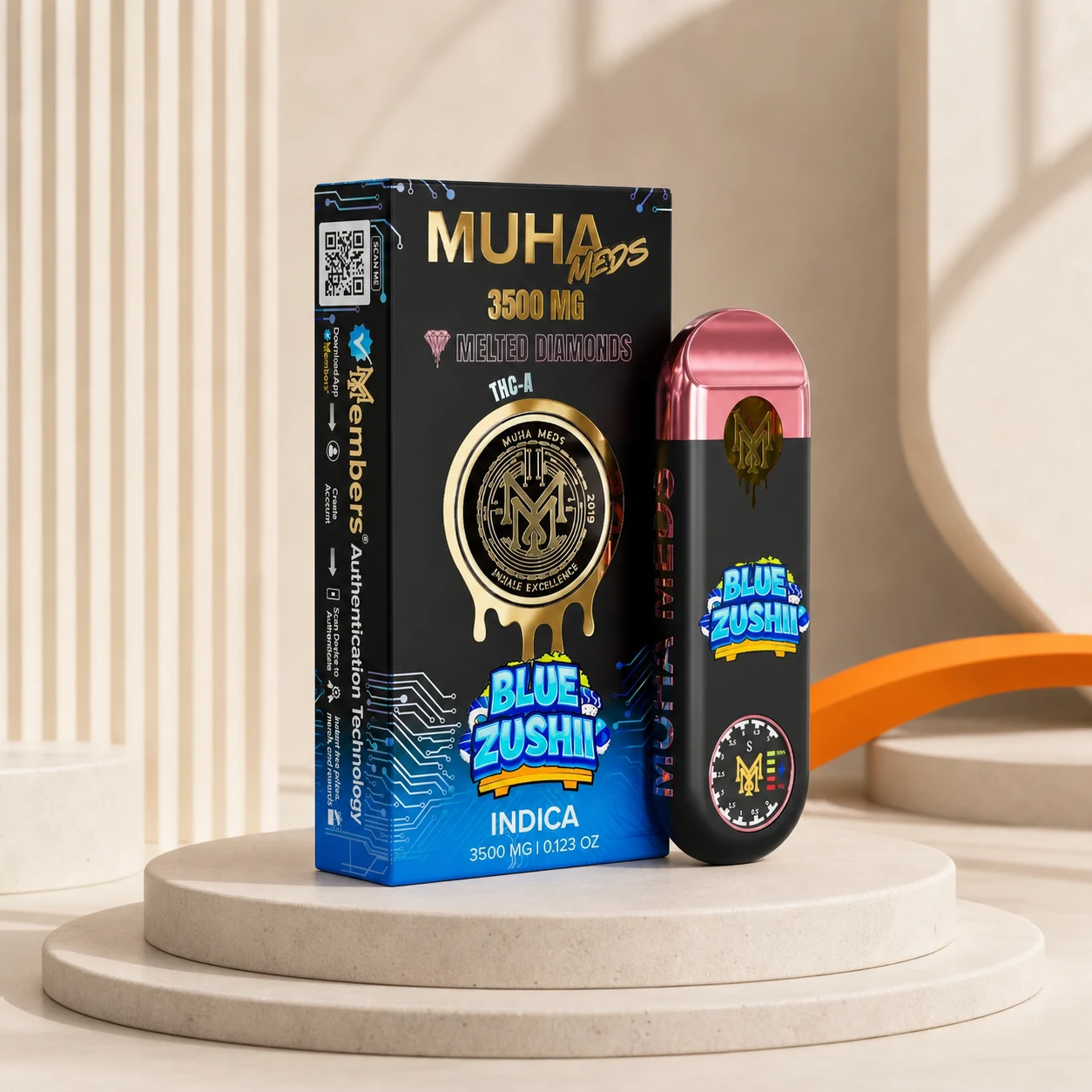 Muha Meds Melted Diamonds THC-A Gen 3 Device 3500mg product render
