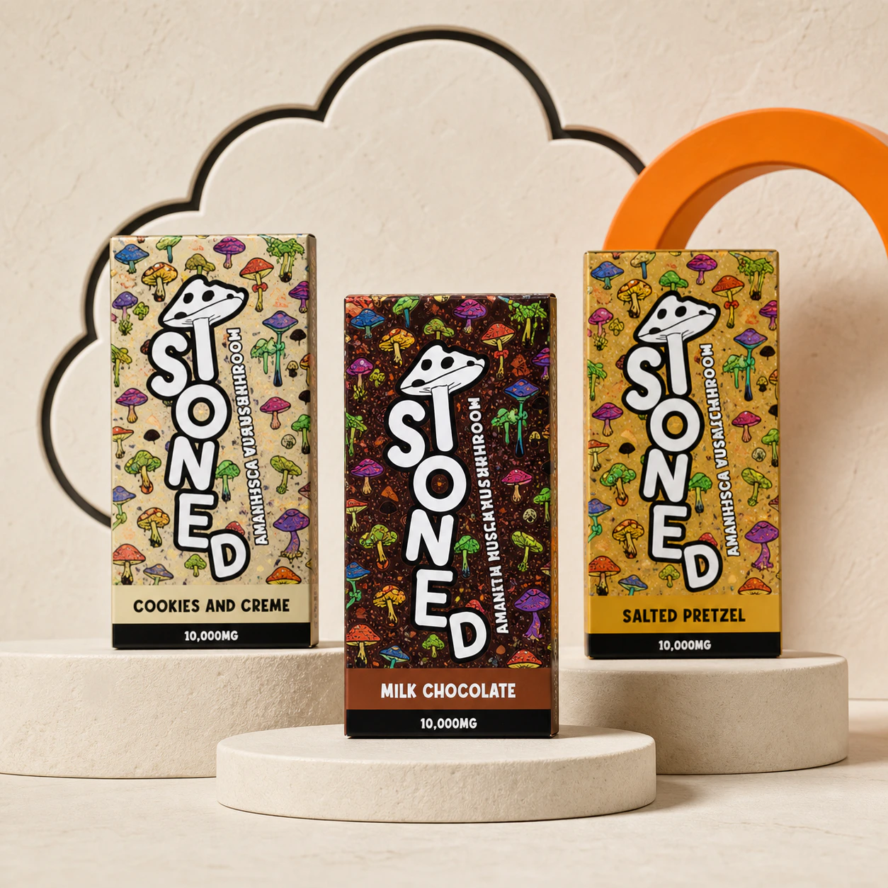 Stoned Amanita Muscaria Mushroom Chocolate Bar product render